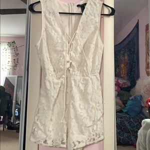 White Lace up Forever 21 romper